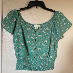 Green Floral Print Top